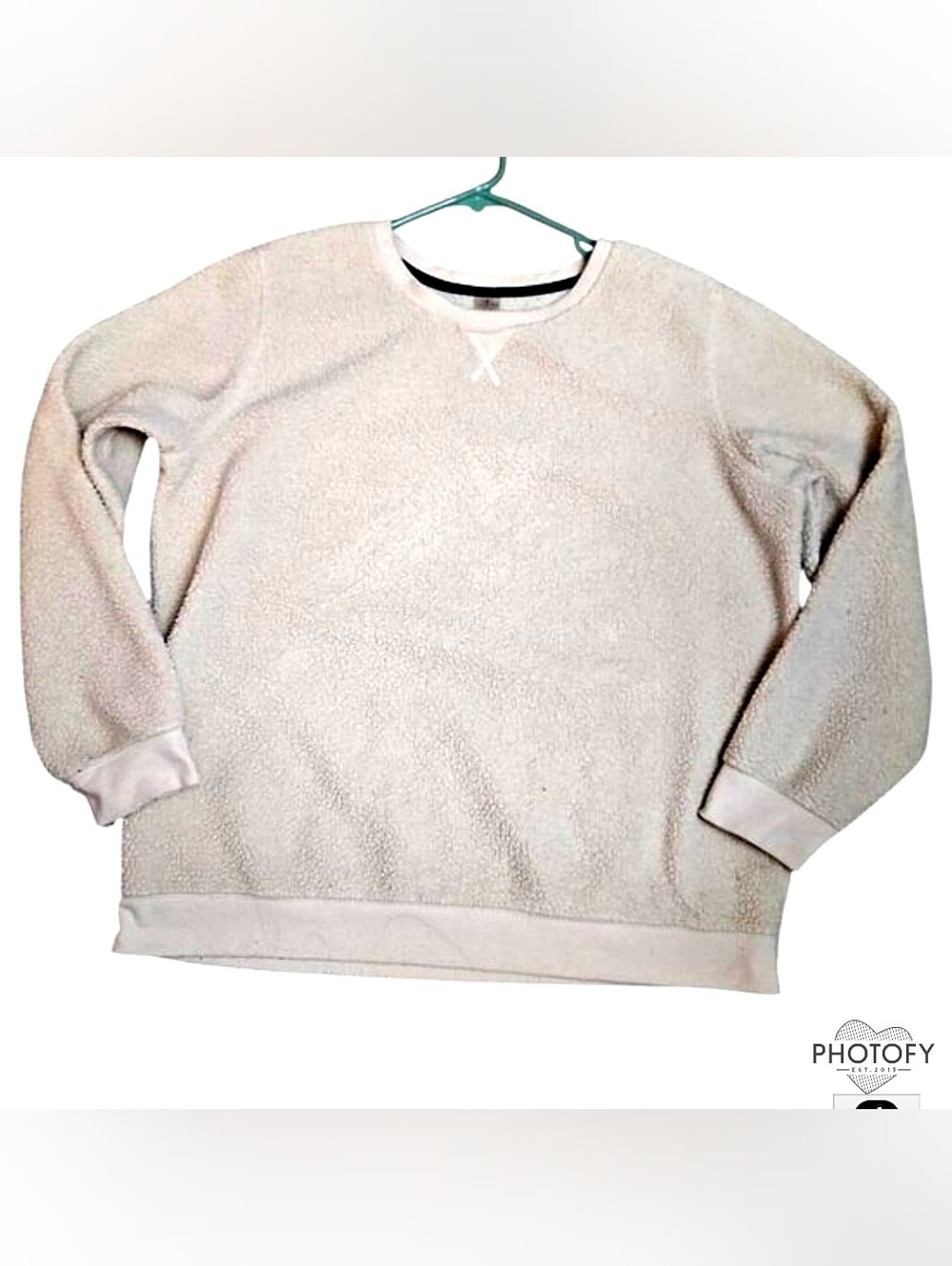 St John’s Bay Sherpa Fleece Pullover XL CREAM Cozy Crewneck Sweatshirt